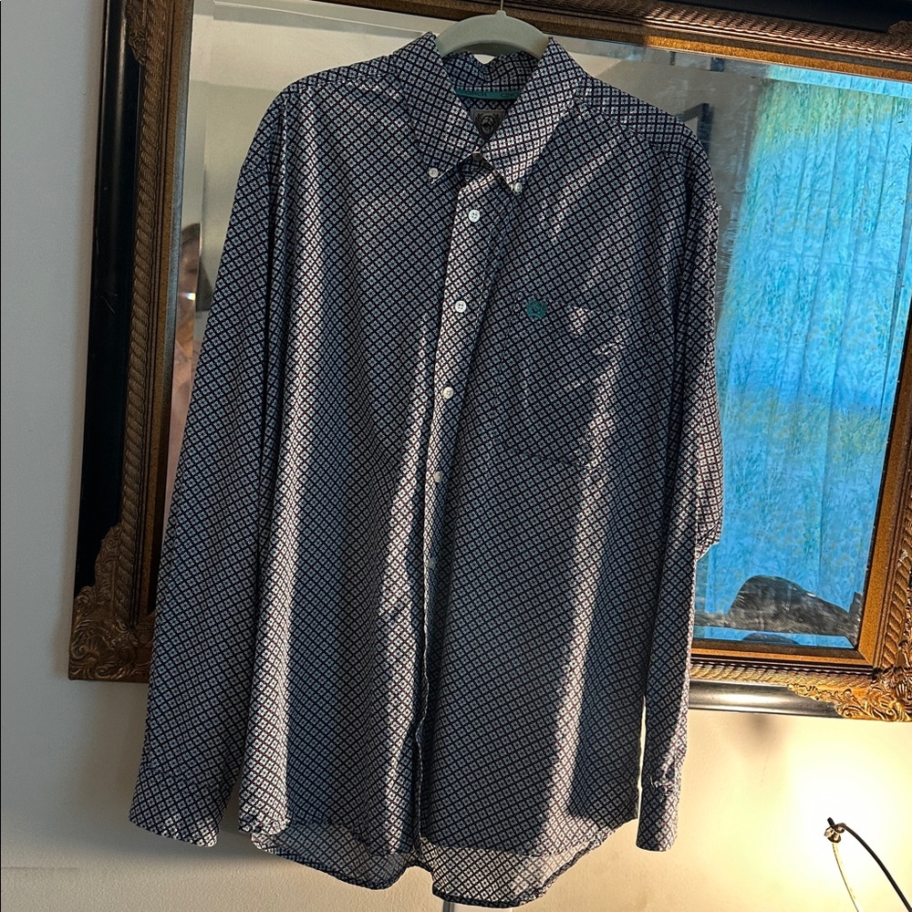 Men’s Cinch Red and White Floral Button-Up Shirt